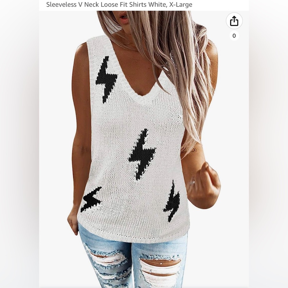 Lightning Bolt V-neck Knit Top size XL